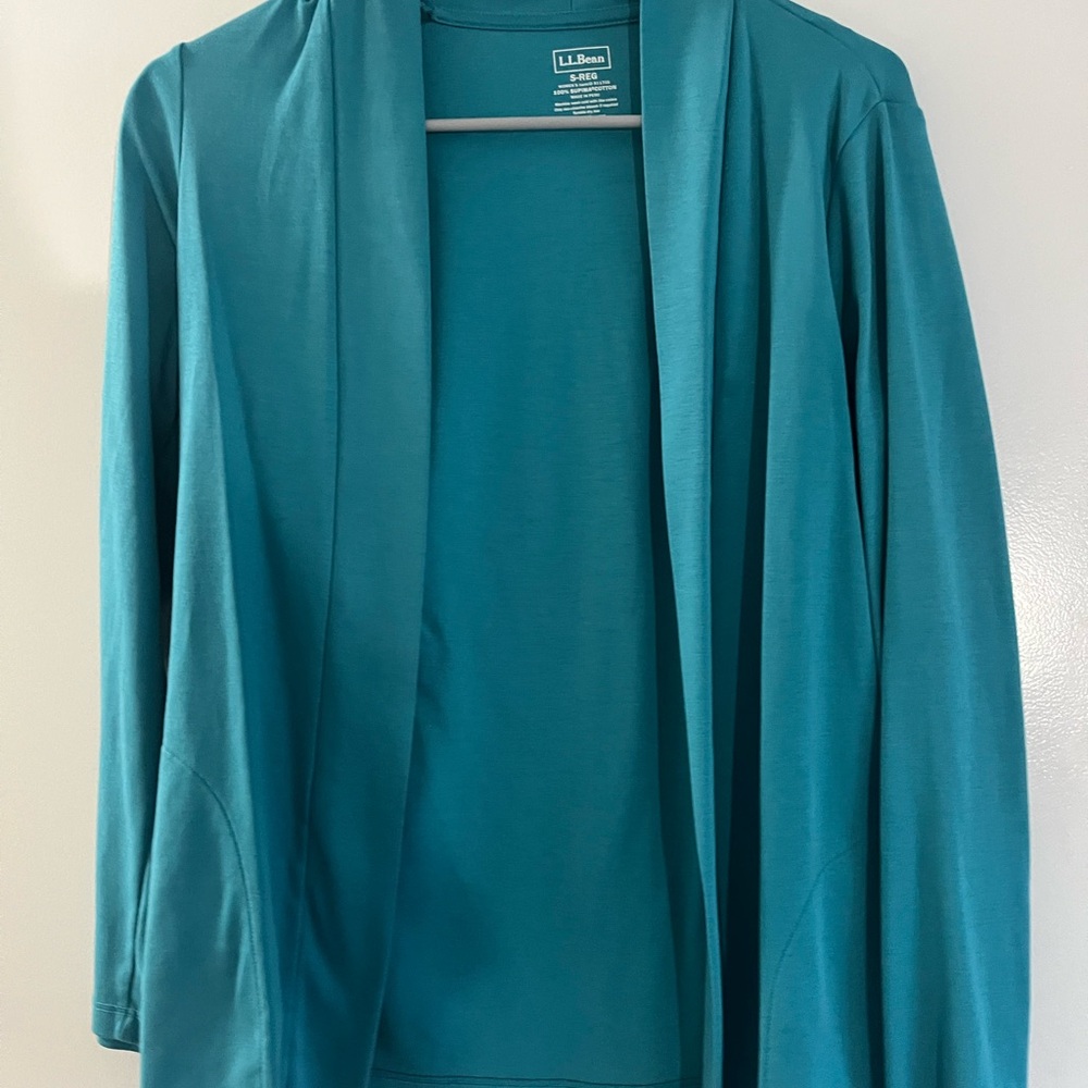 L.L. Bean Teal Open Cardigan